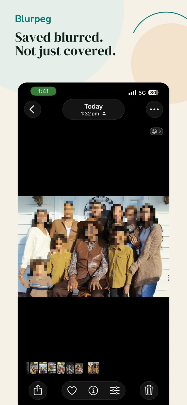 Separate saved photo in Photos with all faces blurred, using a different selection from the selective example